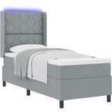 vidaXL Box Spring postelja z vzmetnico in LED lučko svetlo siva 90x190 cm tkanina u