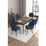 Hanah home Are - Baroque, Navy Blue BaroqueNavy Blue Extendable Dining Table & Chairs Set (7 Pieces) | ePonuda.com