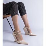 Gemre Beige patent wedge pumps with buckles Vizario | Shoptok.si