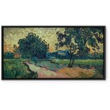  Slika - Vincent Van Gogh – Landscape with the Chateau of Auvers at Sunset 60x30 U crnom drvenom okviru | shoptok.hr