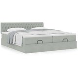 vidaXL Otomanski posteljni okvir z vzmetnicami siv 180x200cm žamet | Shoptok.si