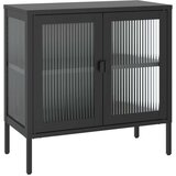 Komoda crna 70 x 35 x 70 cm od stakla i čelika | shoptok.hr