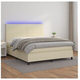  Krevet box spring s madracem LED krem 180x200cm od umjetne kože | shoptok.hr