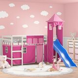  The Living Store Otroški pograd s stolpom roza 80x200 cm trdna borovina - Otroški Pograd, (21452271) | Shoptok.si