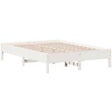 vidaXL Posteljni okvir brez vzmetnice bel 135x190 cm trdna borovina | Shoptok.si