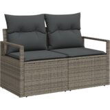 vidaXL 8-dijelni vrtni set sofe s jastučićima sivi Poli Ratan, 2-sjedšna vrtna sofa s pohranom i jastučićima sivi Poli Ratan | shoptok.hr