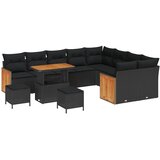 vidaXL Vrtna sedežna garnitura z blazino 12 pcs Črna 90 x 55 x 71 cm, (5000135898) | Shoptok.si