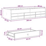  Okvir kreveta s pohranom s ladicama Crni hrast 80 x 200 cm | shoptok.hr