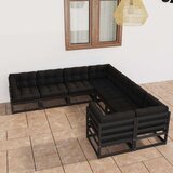  Sedežna garnitura 8-delna z blazinami črna trdna borovina | Shoptok.si