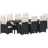 vidaXL 9-delni vrtni jedilni set z blazinami črni poli ratan | Shoptok.si