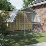 vidaXL Pasji boks s streho in vrati srebrno pocinkano jeklo - - Srebrna - 39.6 - 285 x 195 x 230 cm - 2025- | Shoptok.si