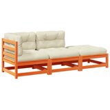  3-dijelni set vrtnih sofa s jastucima voštano smeđi od borovine | Eponuda.com