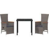 vidaXL 3-delni vrtni jedilni set z blazinami siva poli ratan | Shoptok.si