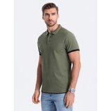 Ombre Men's cotton polo shirt - olive Cijene