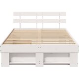  Krevetna konstrukcija Bijelo 135 x 190 cm Čvrsto borovo drvo | shoptok.hr