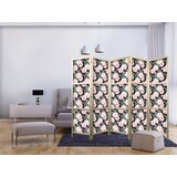  Japanski paravan - Peonies - Pink Flowers and Green Leaves on a Graphite Background | shoptok.hr