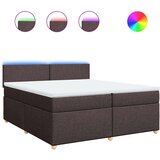 vidaXL Box spring postelja z vzmetnico temno rjav 200x200 cm blago, (21306833) | Shoptok.si