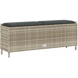  Vrtna klupa s jastukom svijetlosiva 110x30x40,5 cm poli ratan | shoptok.hr