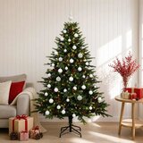 Umjetno božićno drvce s kuglicom 120 cm 150 LED lampica - Zelena 120 cm s LED žaruljama i bijelim kuglicama | shoptok.hr