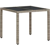  Vrtni stol sa staklenom pločom sivi 90x90x75 cm od poliratana | shoptok.hr