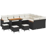 vidaXL Vrtna sedežna garnitura z blazino 13 pcs Črna Poliratan, (5000133593) | Shoptok.si