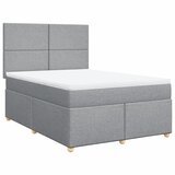  Krevet box spring s madracem svjetlosivi 140x200 cm od tkanine Slike