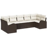 vidaXL 7-dijelni set vrtnih sofa s jastučićima smeđi poli ratan, 2-sjedni kauč za vrt s prostorom za odlaganje i jastučićima smeđi poli ratan Cijene