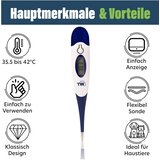 THERMOMETER WORLD digitalni veterinarski termometer za hišne živali z upogljivo sondo odprta embalaža | Shoptok.si