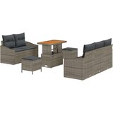  8 Delni Vrtni Sofa Set z Blazinami Siva Poli Ratan Akacija Cene