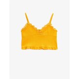 Koton Textured Strappy Crop Top with Frilled Flower Clipping Detail Cene