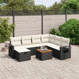 Maison Chic Seti vrtnega pohištva - Vrtna garnitura - Vrtni pohištvo set 8-delna z blazinami črn poli ratan, (21800529) | Shoptok.si