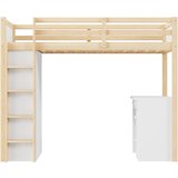 Lumor Postelja z mezzanine 90x200 cm - Z pohištvom za shranjevanje in pisalno mizo - Iz masivnega lesa - Naravna, (22155552) | Shoptok.si