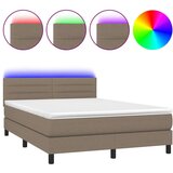  Box spring postelja z vzmetnico LED taupe 140x200 cm blago, (20846718) | Shoptok.si