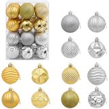  Set božićnih kuglica 36 kom. Srebrna i zlatna 6 cm Polistiren | shoptok.hr