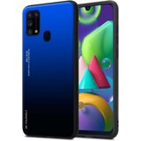 Cadorabo Ohišje je združljivo z Samsung Galaxy M31 in modra - črna - Dvobarvni zaščitni pokrov iz silikona TPU in hrbtna stran iz kaljenega stekla, (20860205) | Shoptok.si