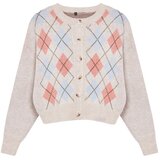 Trendyol Stone Soft Textured Diamond Patterned Jacket-Looking Knitwear Cardigan | shoptok.hr