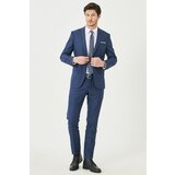Altinyildiz classics Men's Blue Slim Fit Slim Fit Plaid Suit