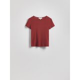 Reserved Pamučna majica slim fit - tamnoljubičasto | shoptok.hr
