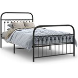  Metalni okvir kreveta uzglavlje i podnožje crni 100x190 cm | shoptok.hr