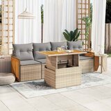 Maison Chic Seti vrtnega pohištva - Vrtna garnitura - Vrtni pohištvo set 5-delna z blazinami bež ratan akacija, (21817990) | Shoptok.si