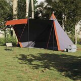 vidaXL Družinski šotor tipi za 6 oseb siv in oranžen vodoodporen | Shoptok.si