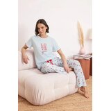 TRENDYOLMILLA Ženski set pidžame Thmss25Pt00188, Svetloplavi Cene