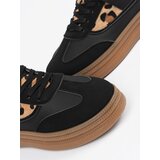 Shelvt Women's black sneakers with leopard print inserts | Shoptok.si