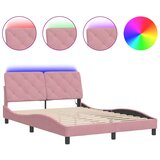 Furnova Posteljni okvir z LED lučkami roza 140x200 cm žamet, (21935014) | Shoptok.si