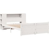 vidaXL Knjižna postelja brez vzmetnice bela 135x190 cm trdna borovina | Shoptok.si