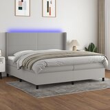  box spring s madracem LED svjetlosivi 200x200 cm tkanina | shoptok.hr