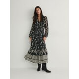 Reserved maxi obleka z vzorcem - črna | Shoptok.si