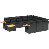 Maison Chic Seti vrtnega pohištva - Vrtna garnitura - Vrtni pohištvo set 11-delna z blazinami črn poli ratan, (21816247) | Shoptok.si