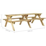  Stol za piknik s klupama 220x122x72 cm od impregnirane borovine | Eponuda.com