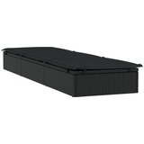 LEŽAJ za sunčanje 1 kom s jastukom crni 201x55x62 cm poliratan | shoptok.hr